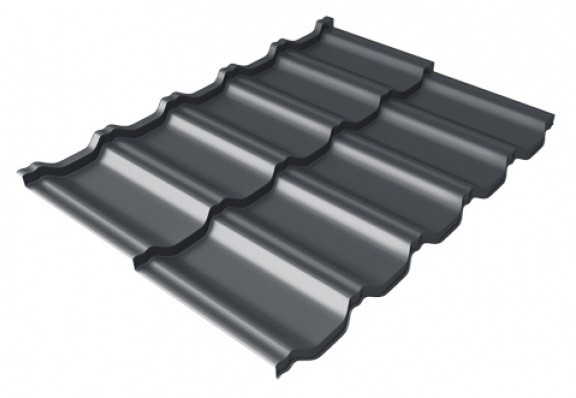Металлочерепица модульная Квинта Uno Grand Line c 3D резом 0,5 Satin Мatt RAL 7024 мокрый асфальт купить в Буденновске