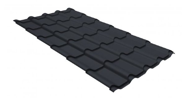 Металлочерепица камея GL 0,5 GreenCoat Pural RR 23 темно-серый (RAL 7024 мокрый асфальт) купить в Буденновске