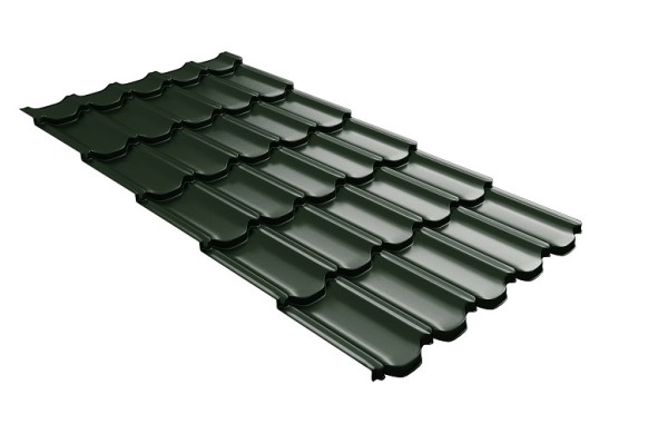 Металлочерепица квинта плюс с 3D резом 0,5 GreenСoat Pural Matt RR 11 темно-зеленый (RAL 6020 хромовая зелень) купить в Буденновске