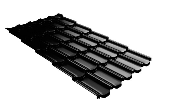 Металлочерепица квинта плюс с 3D резом 0,5 GreenСoat Pural Matt RR 33 черный (RAL 9005 черный) купить в Буденновске
