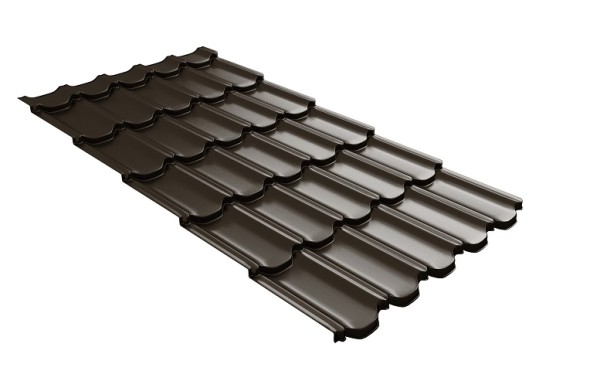 Металлочерепица квинта плюс с 3D резом 0,5 GreenСoat Pural RR 32 темно-коричневый (RAL 8019 серо-коричневый) купить в Буденновске