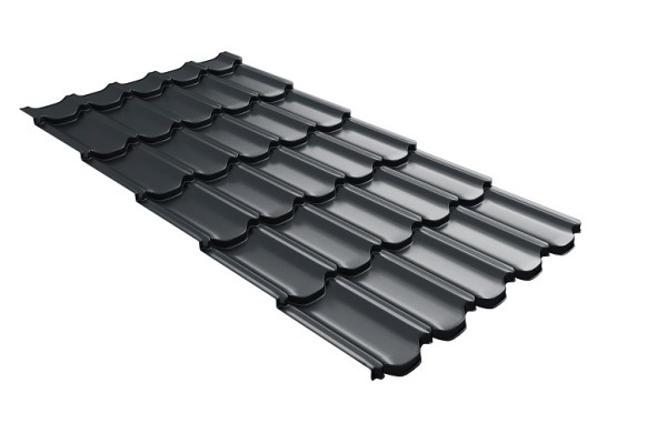 Металлочерепица квинта плюс с 3D резом 0,5 Satin RAL 7016 антрацитово-серый купить в Буденновске