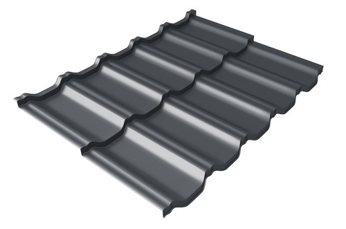 Металлочерепица модульная Квинта Uno Grand Line c 3D резом 0,45 Drap RAL 7024 мокрый асфальт купить в Буденновске