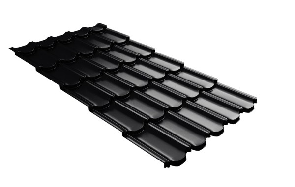 Металлочерепица квинта плюс с 3D резом 0,5 Satin Мatt RAL 9005 черный купить в Буденновске