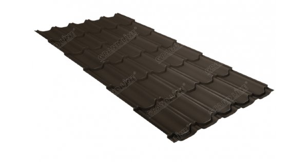 Металлочерепица квинта плюс 0,5 GreenCoat Pural Matt RR 32 темно-коричневый (RAL 8019 серо-коричневый) купить в Буденновске